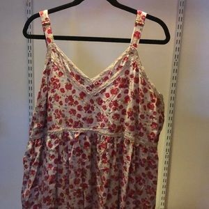 Tan and red flowered long tank dress
